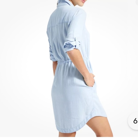 Athleta Stellar Shirt Dress Light Blue Indigo Chambray Size M Button Up 594664 - Picture 2 of 9